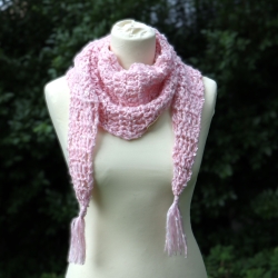 Schal gehäkelt Schal Häkelmode Häkelschal Wickelschal rosa 