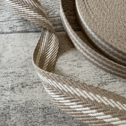 Gurtband mit Streifen Design Baumwolle 30 mm sand & natur 