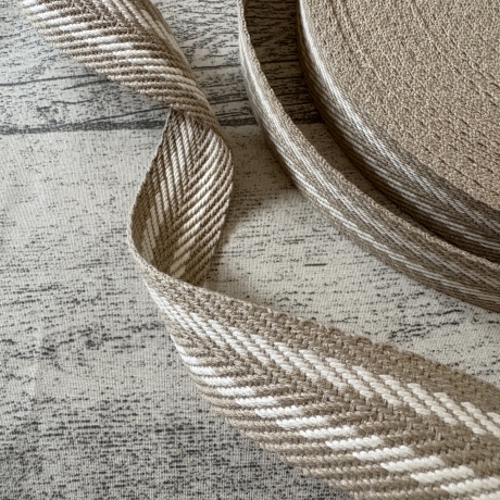 Gurtband mit Streifen Design Baumwolle 30 mm sand & natur 