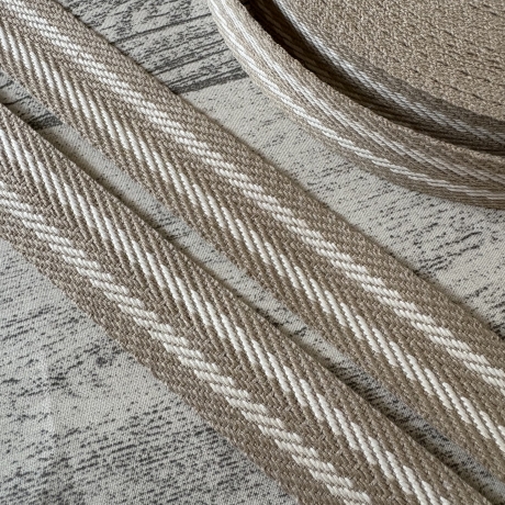 Gurtband mit Streifen Design Baumwolle 30 mm sand & natur 