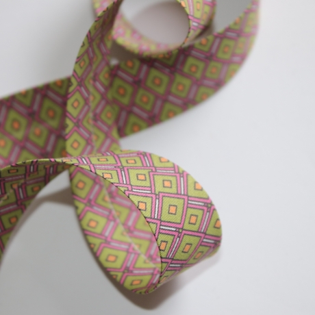 Schrägband Baumwolle fuchsia khaki mit Design 27 mm