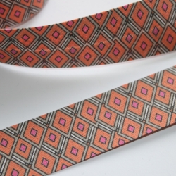 Schrägband Baumwolle orange grau graphit pink mit Design 27 mm