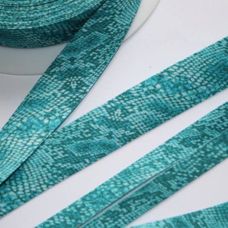 Schrägband Schlangen-Design türkis blau 20 mm