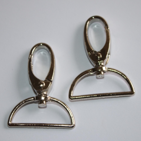2x Karabinerhaken 30 mm silber Karabiner für Taschen