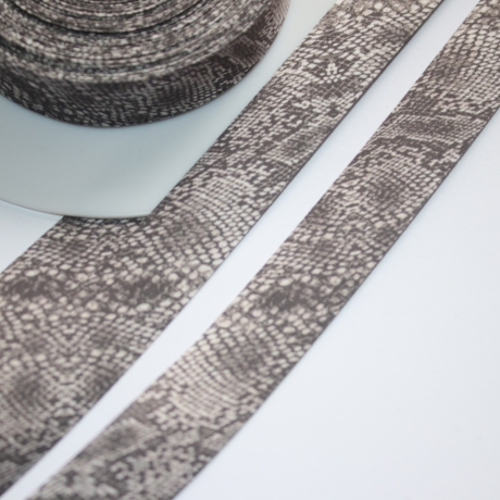 Schrägband Schlangen-Design grau 20 mm Reptil