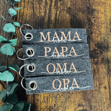 Schlüsselanhänger Filz beste Mama, Oma, Papa, Opa