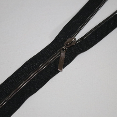 Reißverschluss Metall silber-schwarz inkl. 2x Zipper 5 mm Endlos