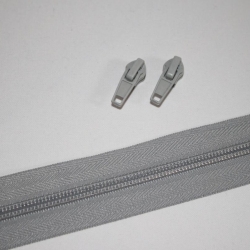 Reißverschluss hellgrau inkl. Zipper Autolock 5 mm Endlos-Ware