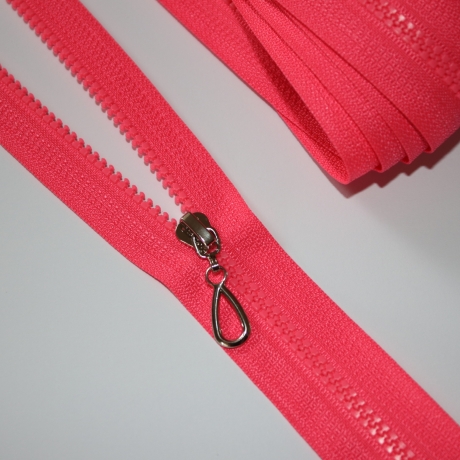 Reißverschluss neon pink Knochen neonpink + Zipper silber REST