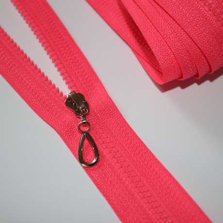 Reißverschluss neon pink Knochen neonpink + Zipper silber REST