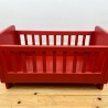 Vintage Puppenbett aus Holz rot Puppenbettwäsche Puppenmöbel