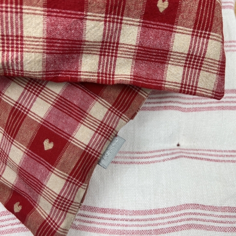Vintage Puppenbett aus Holz rot Puppenbettwäsche Puppenmöbel