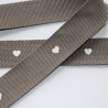 Gurtband 40 38 mm grau mit Herz Taschengurtband