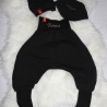 Fledermaus Baby Set schwarze Pumphose mit NAME Mütze Tuch