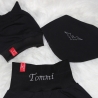 Fledermaus Baby Set schwarze Pumphose mit NAME Mütze Tuch