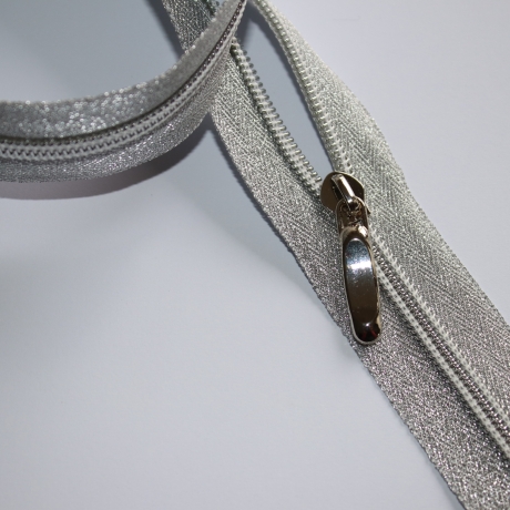Reißverschluss silber GLITZER mit Zipper-Auswahl 