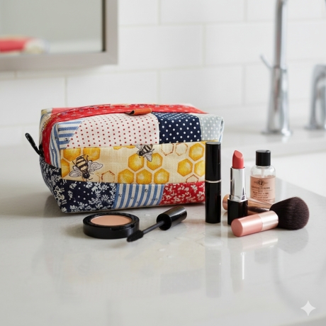 Einzigartige Patchwork Kosmetiktasche Handmade im Allgäu