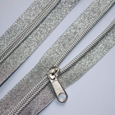 10x Zipper silber Schieber - 5mm Endlos-Reißverschluss 