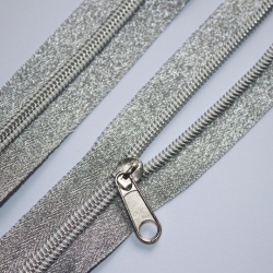 Reißverschluss silber GLITZER mit Zipper-Auswahl 