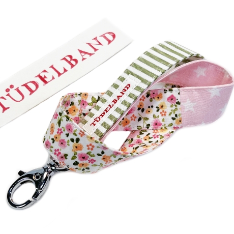 Schlüsselband...kleines Tüdelband...oliv...geblümt...rosa...
