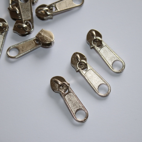 10x Zipper silber Schieber - 5mm Endlos-Reißverschluss 