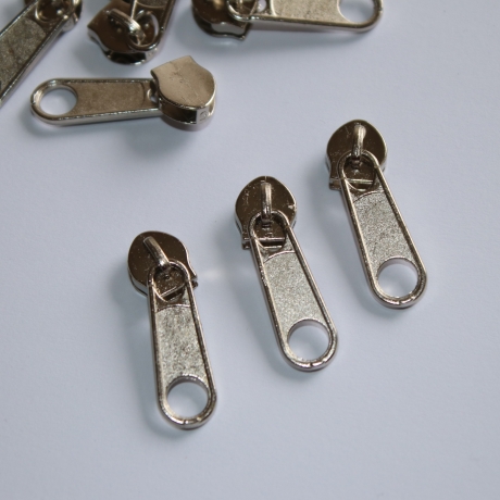 10x Zipper silber Schieber - 5mm Endlos-Reißverschluss 