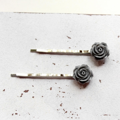 Grey Roses • Haarklammern silber | Haarschmuck | Geschenkidee