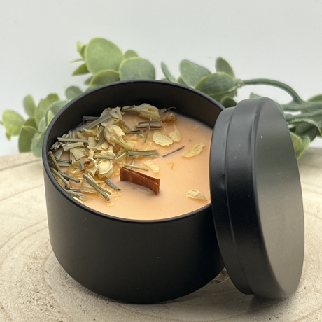 Duftkerze Pfirsichblüte handmade mit Holzdocht