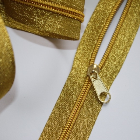 Reißverschluss 5 mm gold GLITZER :) mit / ohne Zipper