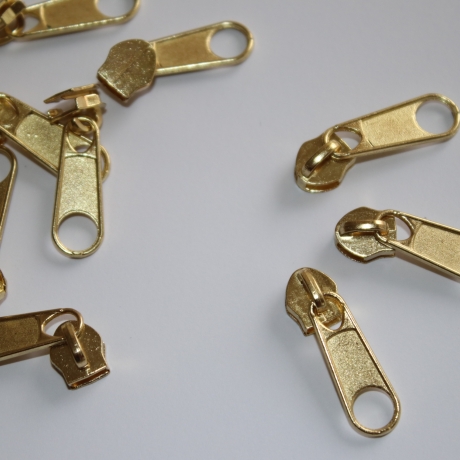 10x Zipper gold Schieber 5 mm Schiene Endlos-Reißverschluss