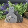 Katzenfamilie (handgefertigt) aus Natursteinen/Sand/Harz