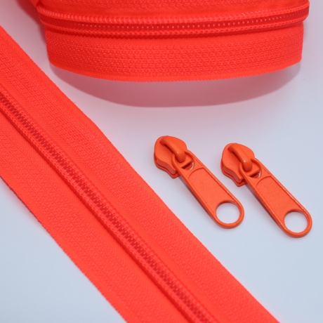 Reißverschluss neonorange 5 mm mit / ohne Zipper Endlos-Ware