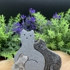 Katzenfamilie (handgefertigt) aus Natursteinen/Sand/Harz