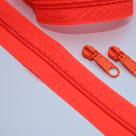 Reißverschluss neonorange 5 mm mit / ohne Zipper Endlos-Ware