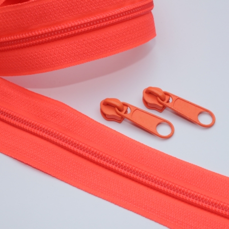 Reißverschluss neonorange 5 mm mit / ohne Zipper Endlos-Ware