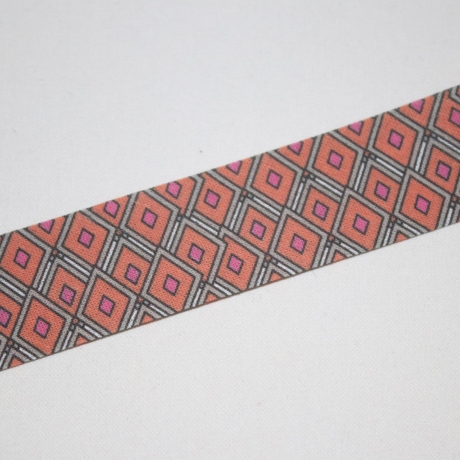 Schrägband Baumwolle orange grau graphit pink mit Design 27 mm