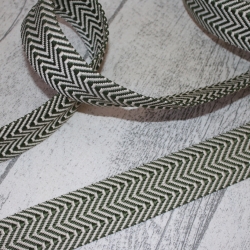 Gurtband Fischgrät khaki & natur doppelt Zickzack 38 mm