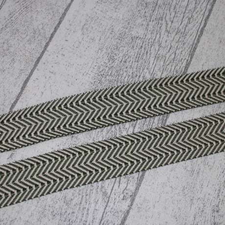 Gurtband Fischgrät khaki & natur doppelt Zickzack 38 mm