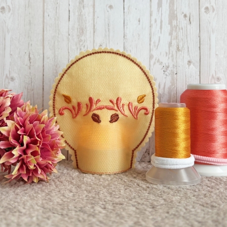 Miniranke Blatt 3x Stickdatei kleine Satin Ranke mit Blättchen