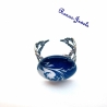 Ring silberfarben blau weiß Cabochon