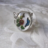 Silberfarbener Ring Vintage Schmetterling blau Bleu