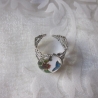 Silberfarbener Ring Vintage Schmetterling blau Bleu