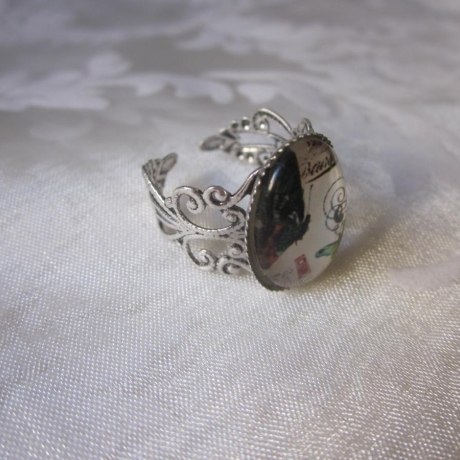 Silberfarbener Ring Vintage Schmetterlinge Tendre