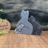 Katzenfamilie (handgefertigt) aus Natursteinen/Sand/Harz