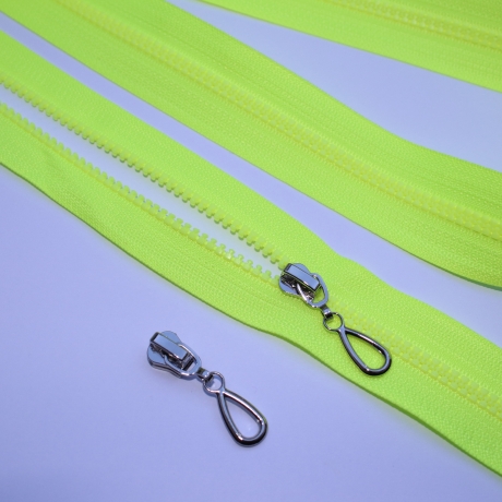 Reißverschluss 3mm neongelb & Zipper silber gold schwarzsilber