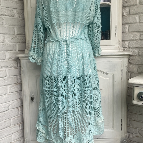 Jacke Strickjacke 34 bis 46 mit Rüschen und Perlen Taschenwerk