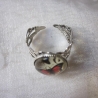 Silberfarbener Ring Vintage Schmetterling rot Rouge