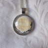 Cabochon Anhänger mit Kette Blume Gelb Rose