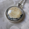 Cabochon Anhänger mit Kette Blume Gelb Rose