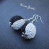 Perlen Ohrhänger schwarz weiß Rocailles Perlen Ohrringe
